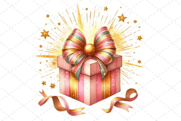 Download Gift Box Watercolor Clipart with Ribbons - Watercolor clipart Collection