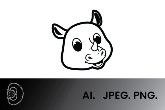 Download Black and White One Horned Rhino Head - Premium Resources