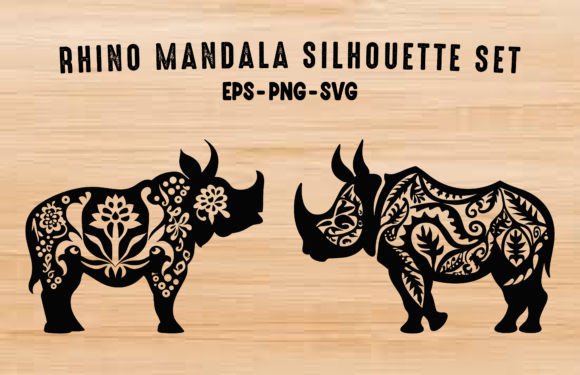 Download Rhino Mandala Vector Silhouette Clipart - Premium Bundle