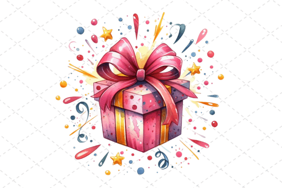 Download Gift Box Watercolor Clipart with Ribbons - Watercolor clipart Collection