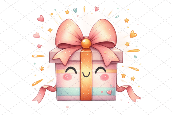Download Gift Box Watercolor Clipart with Ribbons - Watercolor clipart Collection