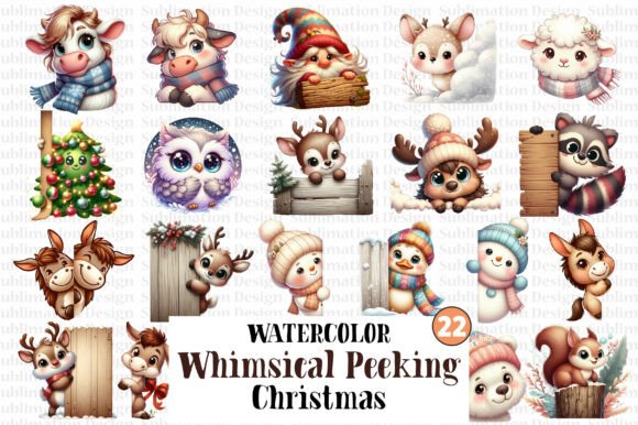 Download Whimsical Peek-a-Boo Winter Animals PNG - Winter animals png Collection
