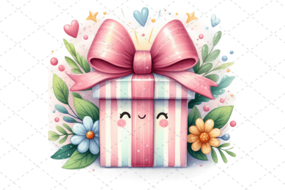 Download Gift Box Watercolor Clipart with Ribbons - Watercolor clipart Collection