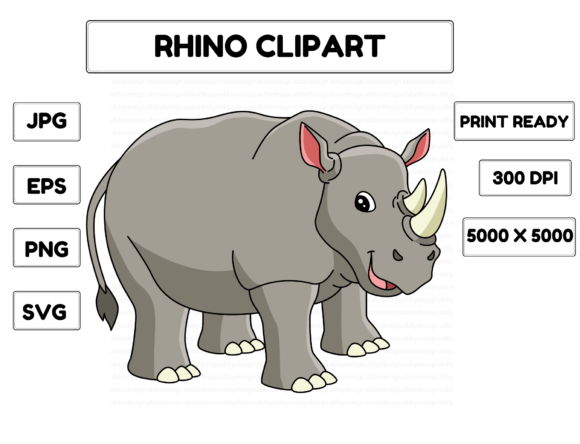 Download Rhino Animal Cartoon Colored Clipart - Premium Resources