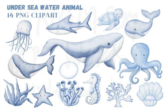 Download Under Sea Animal Watercolor Clipart. - Watercolor clipart Collection