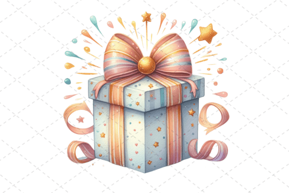 Download Gift Box Watercolor Clipart with Ribbons - Watercolor clipart Collection