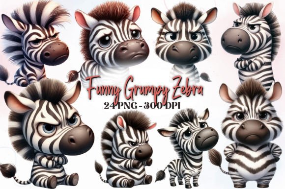 Download Funny Grumpy Zebra Watercolor Clipart - Watercolor clipart Collection