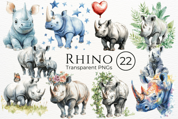 Download Rhino Watercolor Clipart - Rhino Collection
