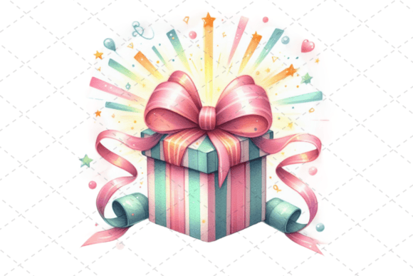 Download Gift Box Watercolor Clipart with Ribbons - Watercolor clipart Collection