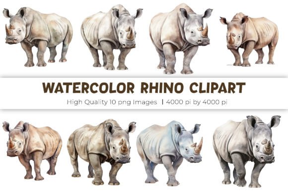 Download Watercolor Rhino Clipart - Rhino Collection