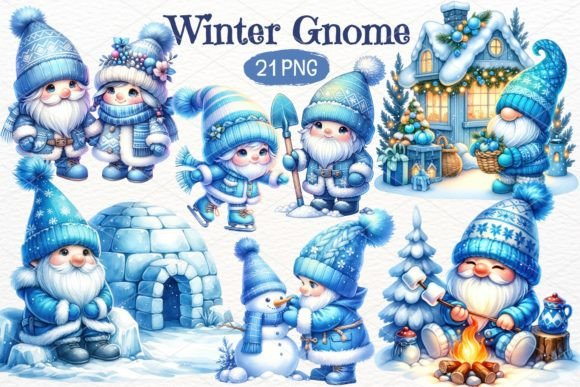 Download Winter Gnome Watercolor Clipart Bundle - Watercolor clipart Collection