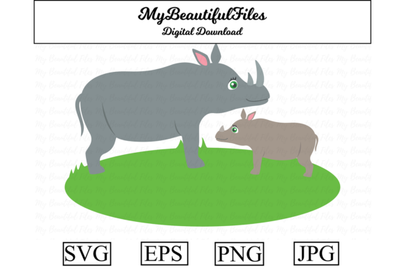 Download Rhino Mom and Kid Clipart Illustration - Premium Resources