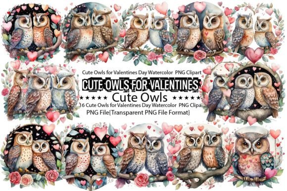Download Cute Owls for Valentines Day Watercolor - Owl Collection