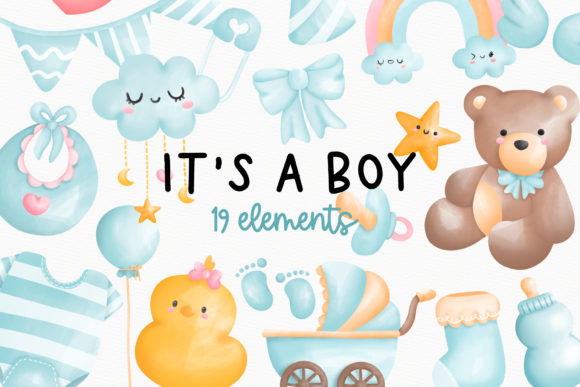 Download It's a Boy Clipart, Baby Boy Shower - Baby boy shower Collection