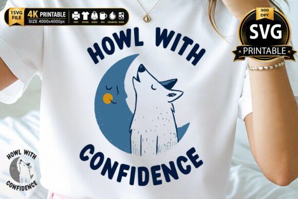 Download Howl with Confidence Moon Wolf Design - Owl Collection